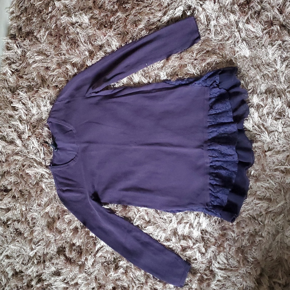 Style&Co Purple Long Sleeve With Lace Ruffles